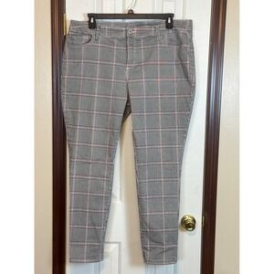 St. John's Bay Plaid Ankle Pants Stretch Career Casual Black‎ Red Size 20W